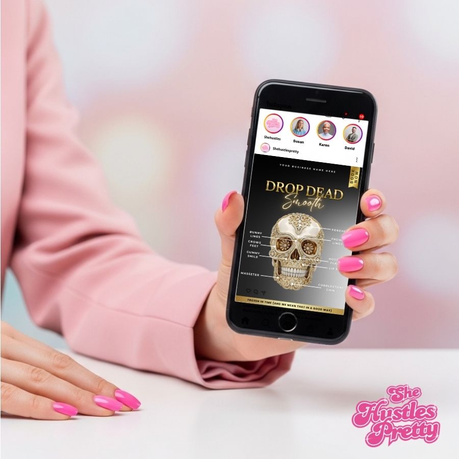 Drop Dead Smooth Botox Halloween Social Media | Black & Gold | For Aestheticians