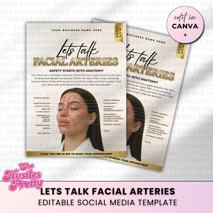 Lets Talk Facial Anatomy Social Media Template | Beige & Gold Luxe | For Aestheticians