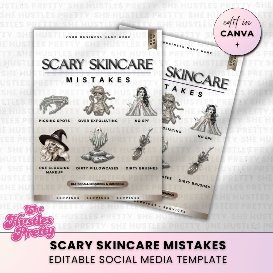 Spooky Skincare Mistakes Template for Social Media | Smokey Beige | For Skincare Specialists