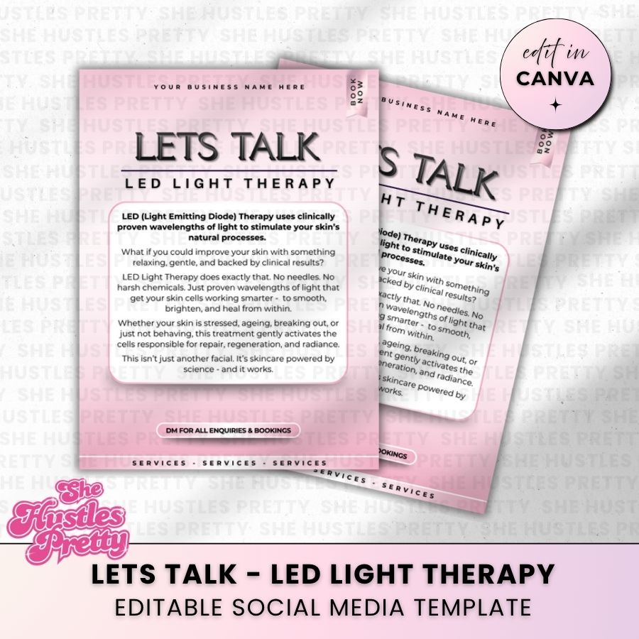 Lets Talk LED Light Therapy Template for Social Media | White & Pink | For Beauty Professionals