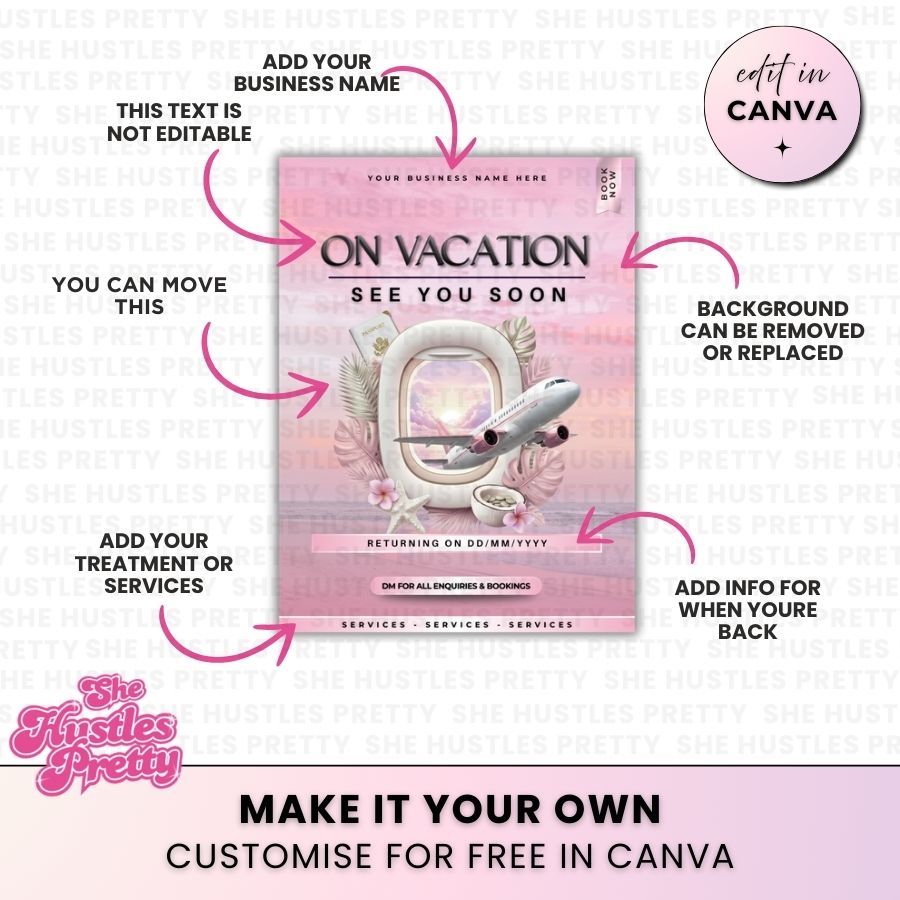 Out of Office Vacation Template for Social Media | White & Pink | For Beauty Professionals