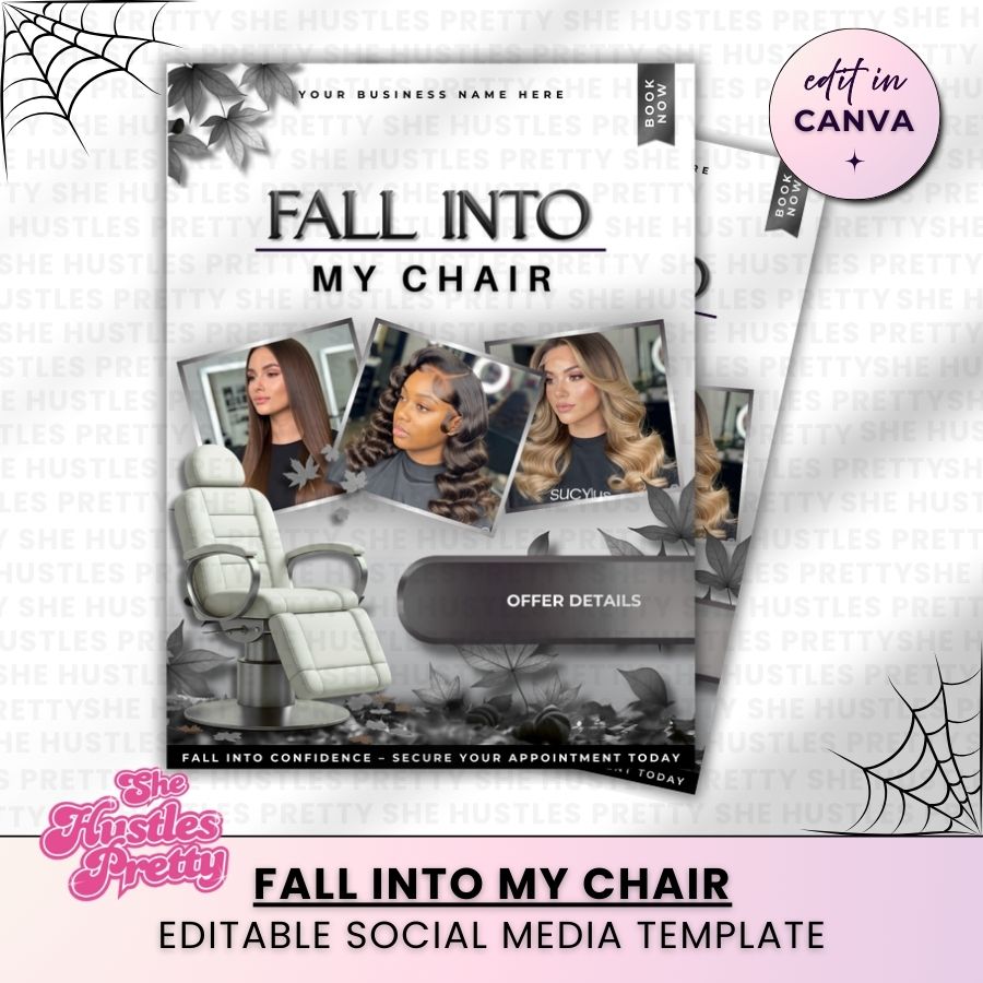 Fall into my Chair Halloween Template | Monochrome | For Beauty Professionals