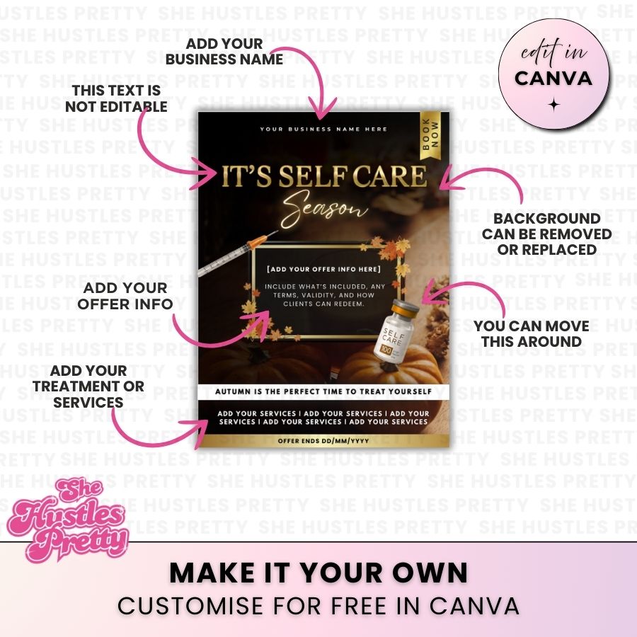 Its Selfcare Season Offers Template | Black & Gold | For Beauty Professionals