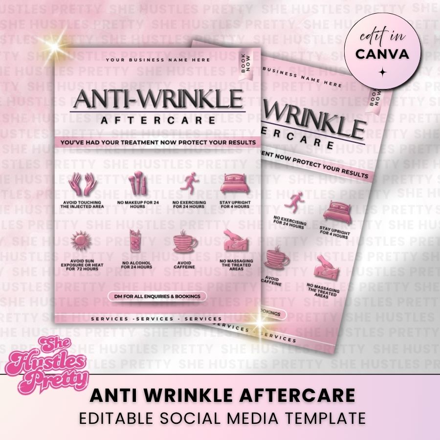 Anti Wrinkle Aftercare Social Media | White & Pink | For Aestheticians