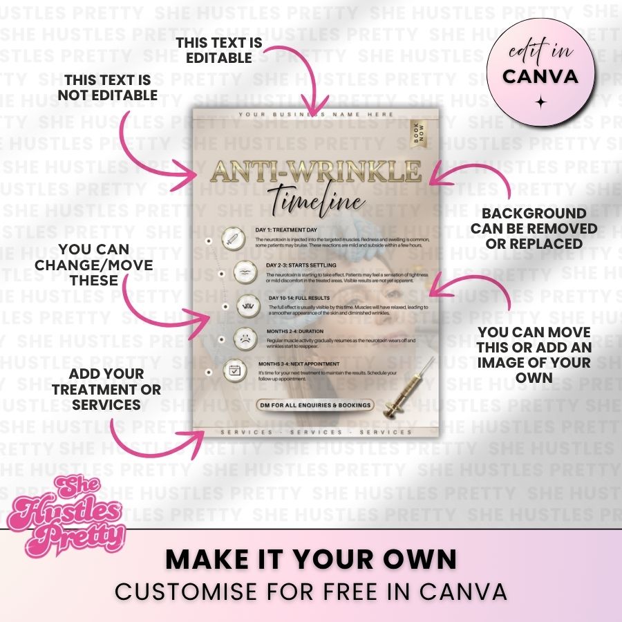  Anti-Wrinkle Timeline Template for Social Media | Golden Nude | For Aestheticians