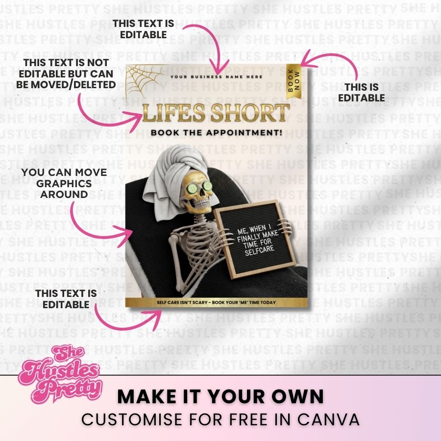 Lifes Short Funny Halloween Social Media | Beige & Gold | For Beauty Professionals