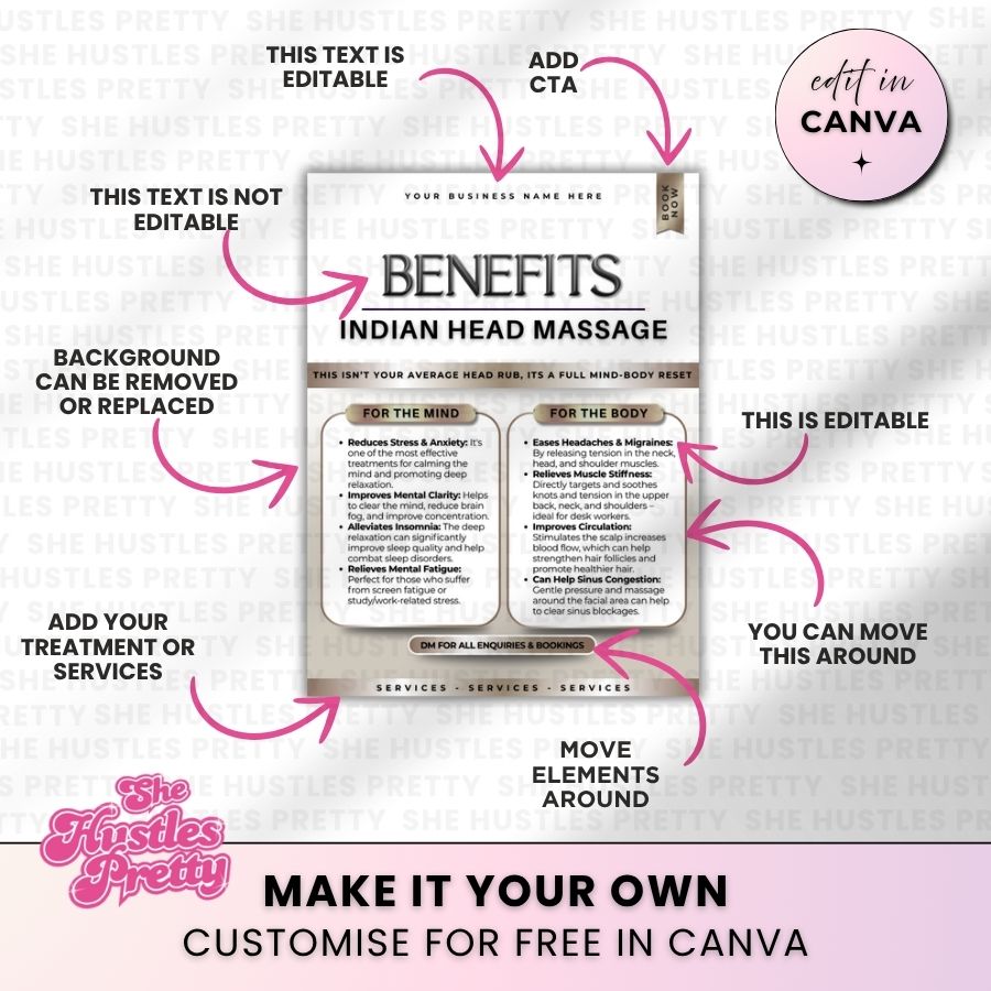 Benefits Indian Head Massage for Social Media | Smokey Beige | For Massage Therapists