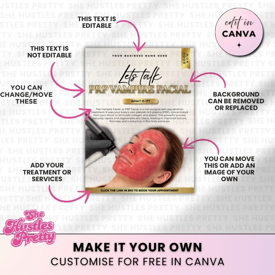 Lets Talk PRP Vampire Facial Social Media Template | Beige & Gold Luxe | For Aestheticians