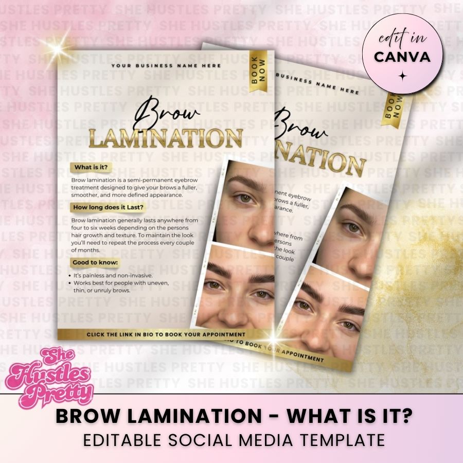 Brow Lamination - What is it? | Social Media Templates | Beige & Gold Luxe