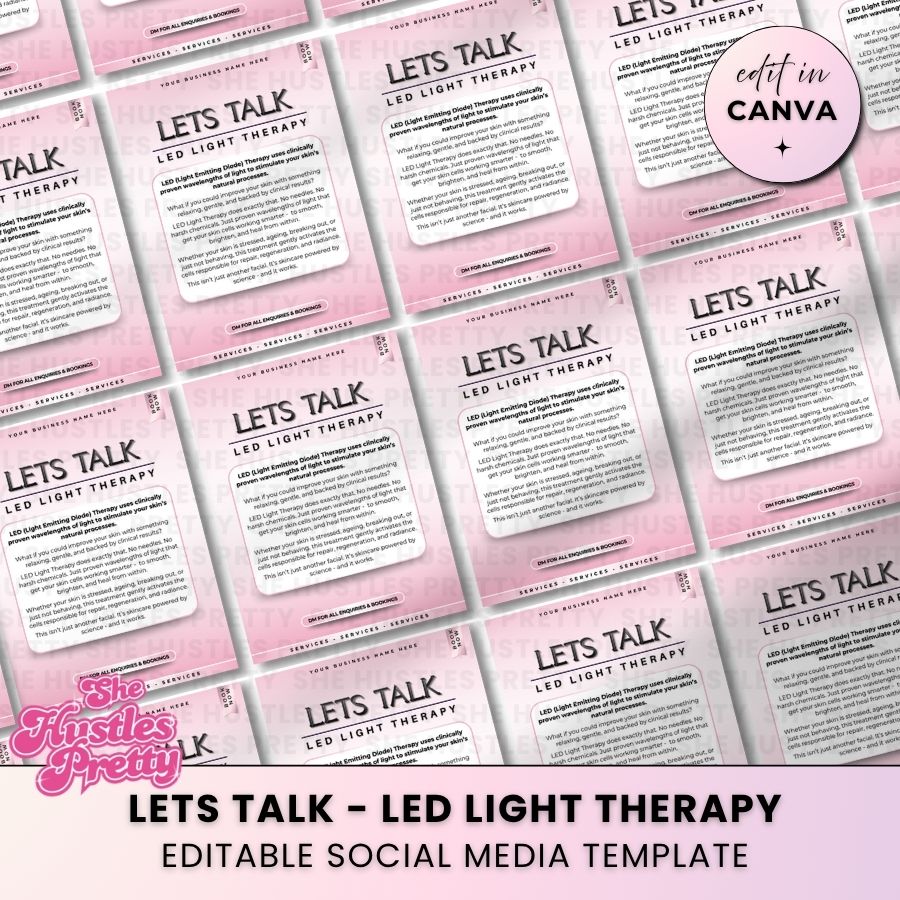 Lets Talk LED Light Therapy Template for Social Media | White & Pink | For Beauty Professionals