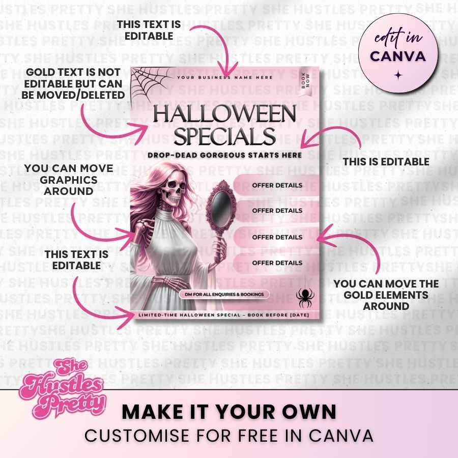 Halloween Specials Template for Social Media | White & Pink | For Beauty Professionals