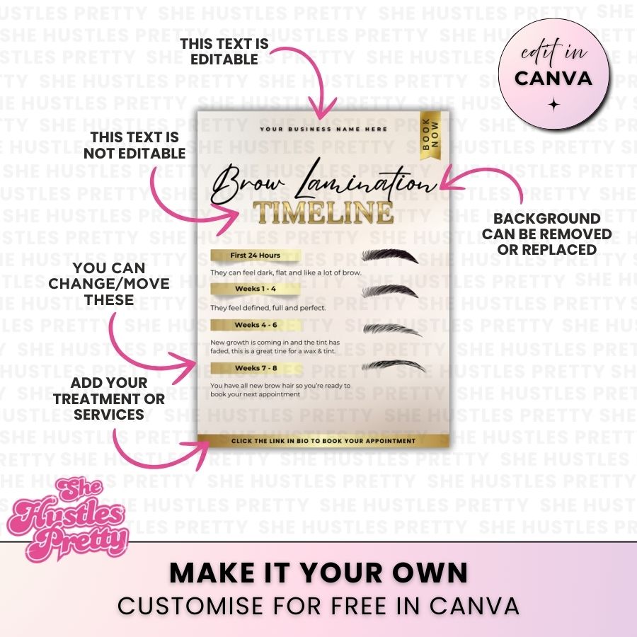 Brow Lamination - Timeline | Social Media Templates | Beige & Gold Luxe