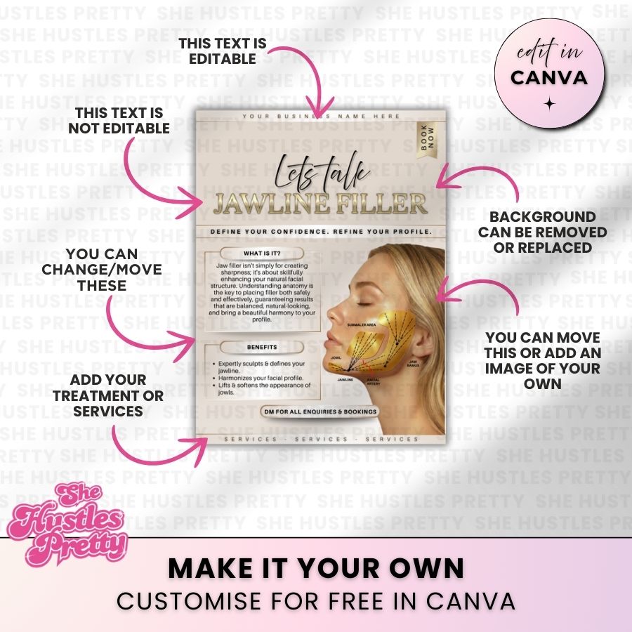 Jawline Filler Template for Social Media | Golden Nude | For Aestheticians