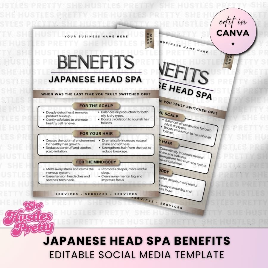 Japanese Head Spa Benefits for Social Media | Smokey Beige | For Massage Therapists