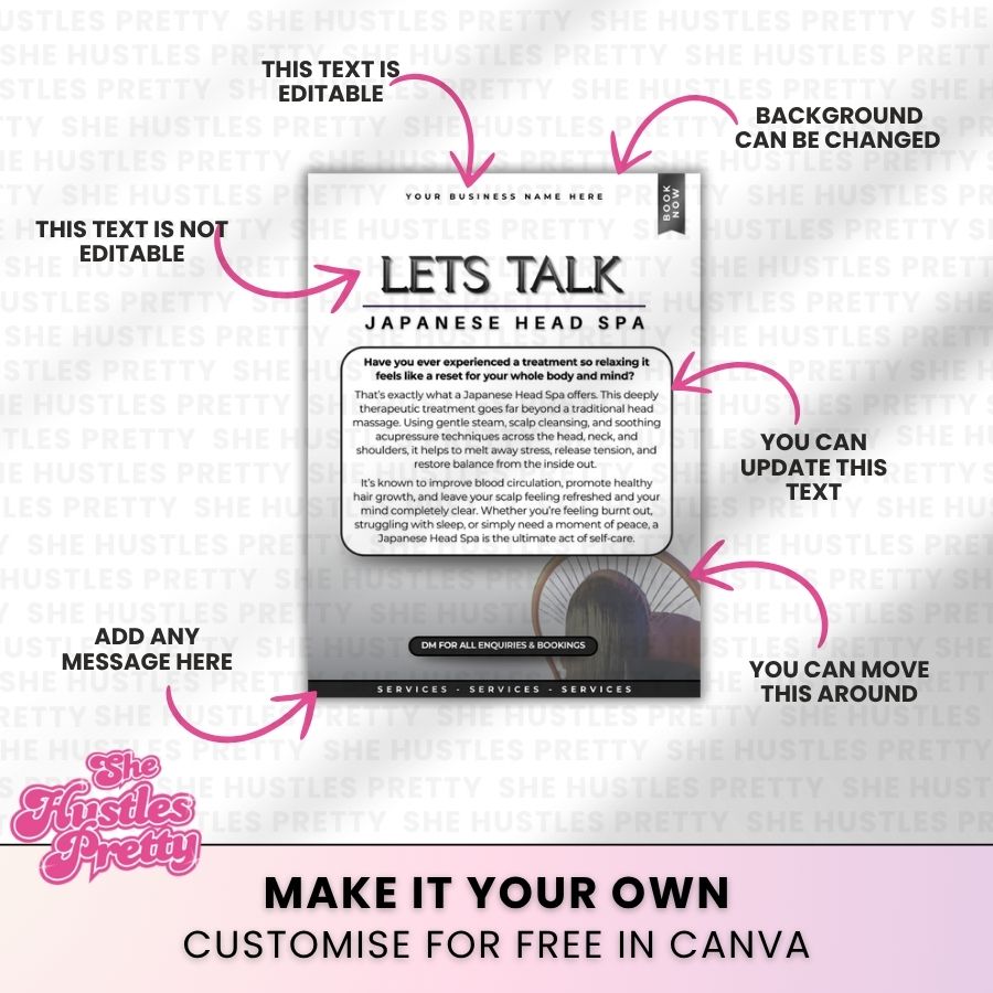 Let's Talk Japanese Head Spa Post for Social Media | Monochrome | For Massage Therapists