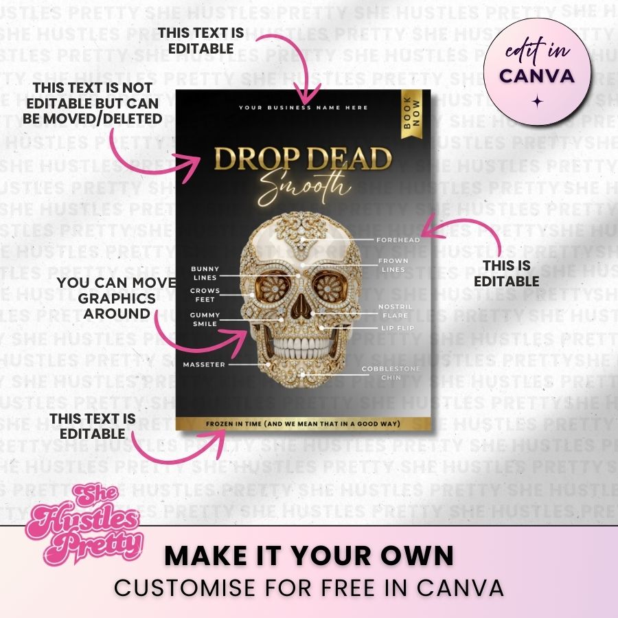 Drop Dead Smooth Botox Halloween Social Media | Black & Gold | For Aestheticians