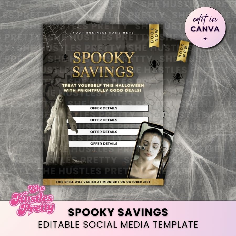 Spooky Savings Halloween Template | Black & Gold | For Beauty Professionals