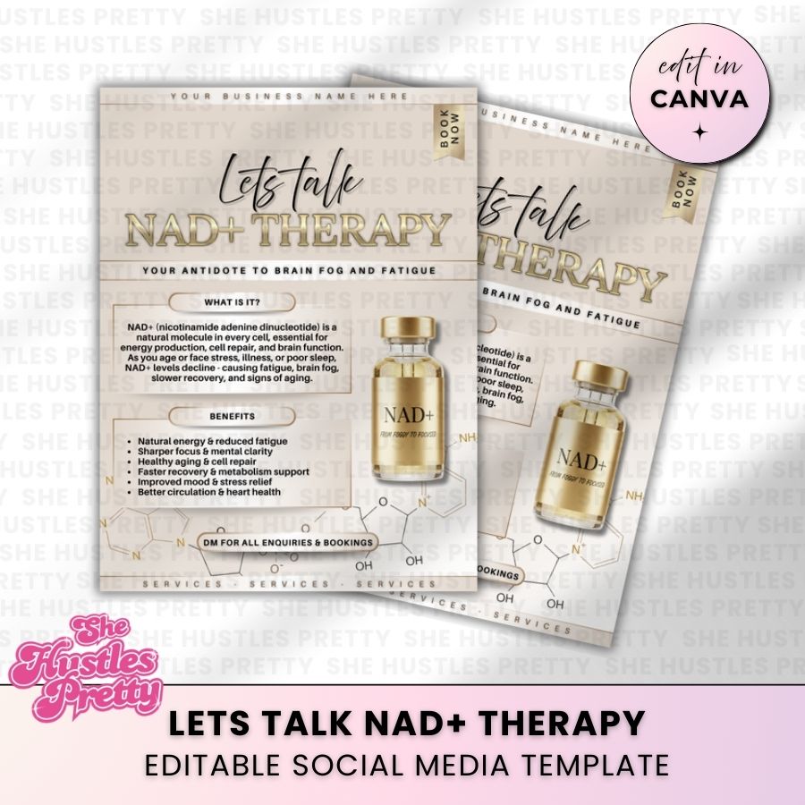 NAD+ Therapy Template for Social Media | Golden Nude | For Aestheticians