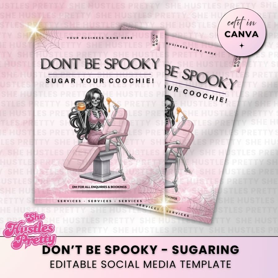 Don't be Spooky Halloween Template | White & Pink | For Sugaring Specialist