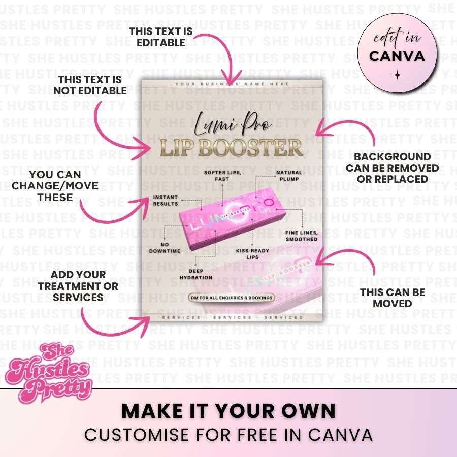 Lumi Pro Lip Booster Benefits Template for Social Media | Golden Nude | For Aestheticians