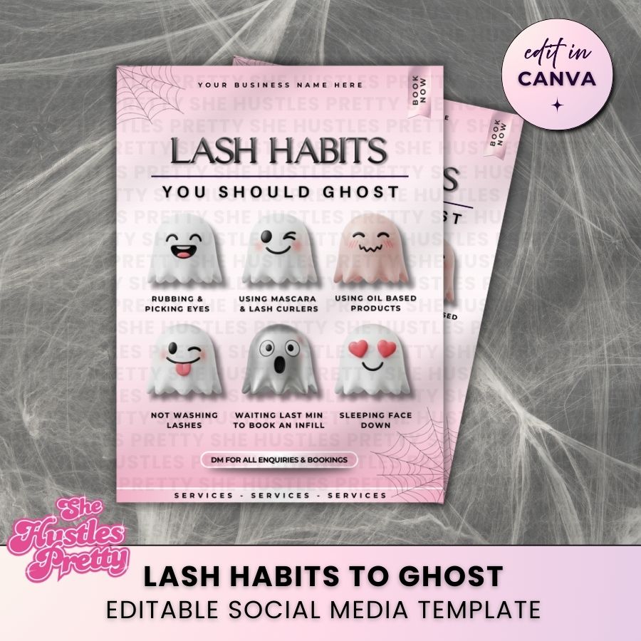 Lash Habits to Ghost | White & Pink | Social Media Marketing for Lash Artist