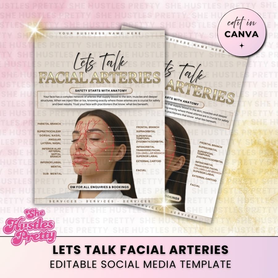 Lets Talk Facial Anatomy Social Media Template | Golden Nude | For Aestheticians