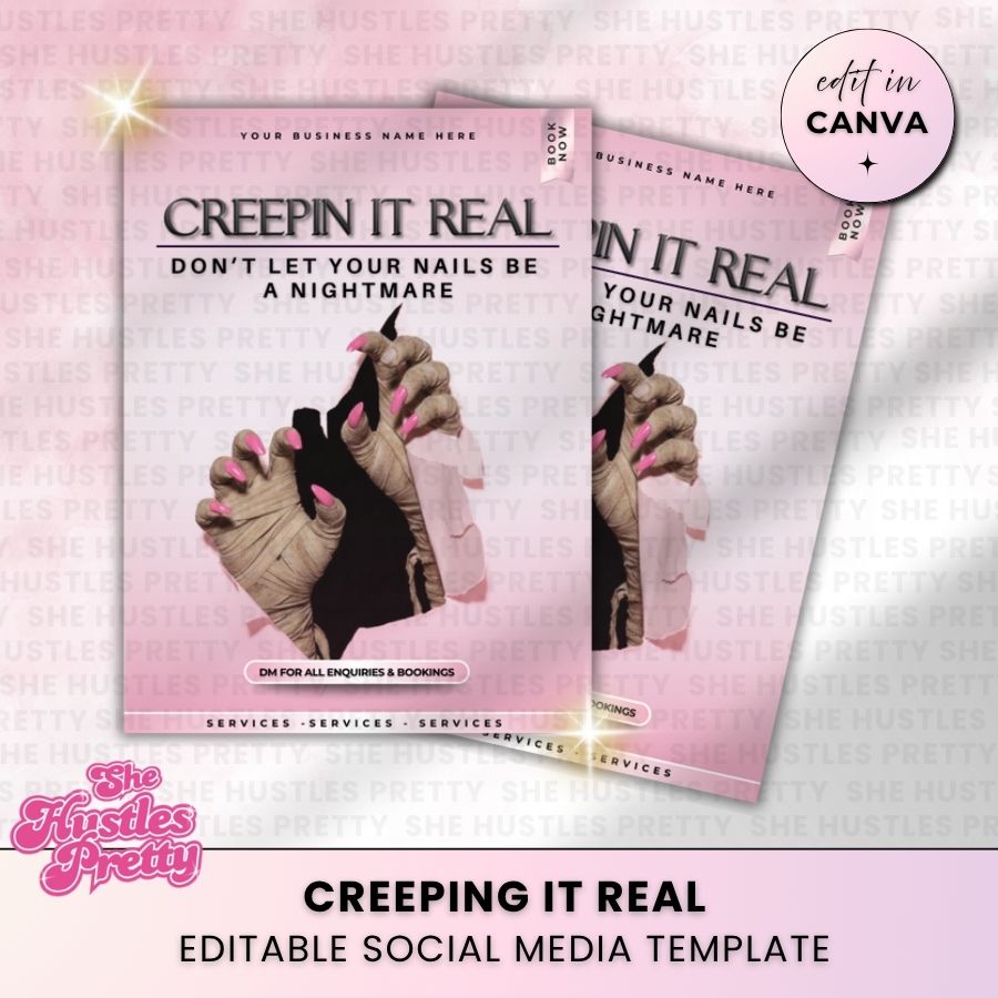 Halloween Nails Template | White & Pink | For Nail Technicians