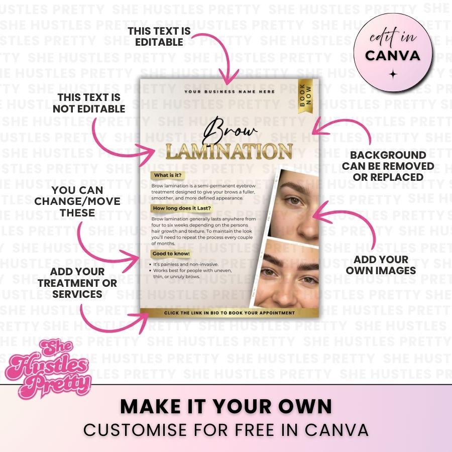 Brow Lamination - What is it? | Social Media Templates | Beige & Gold Luxe