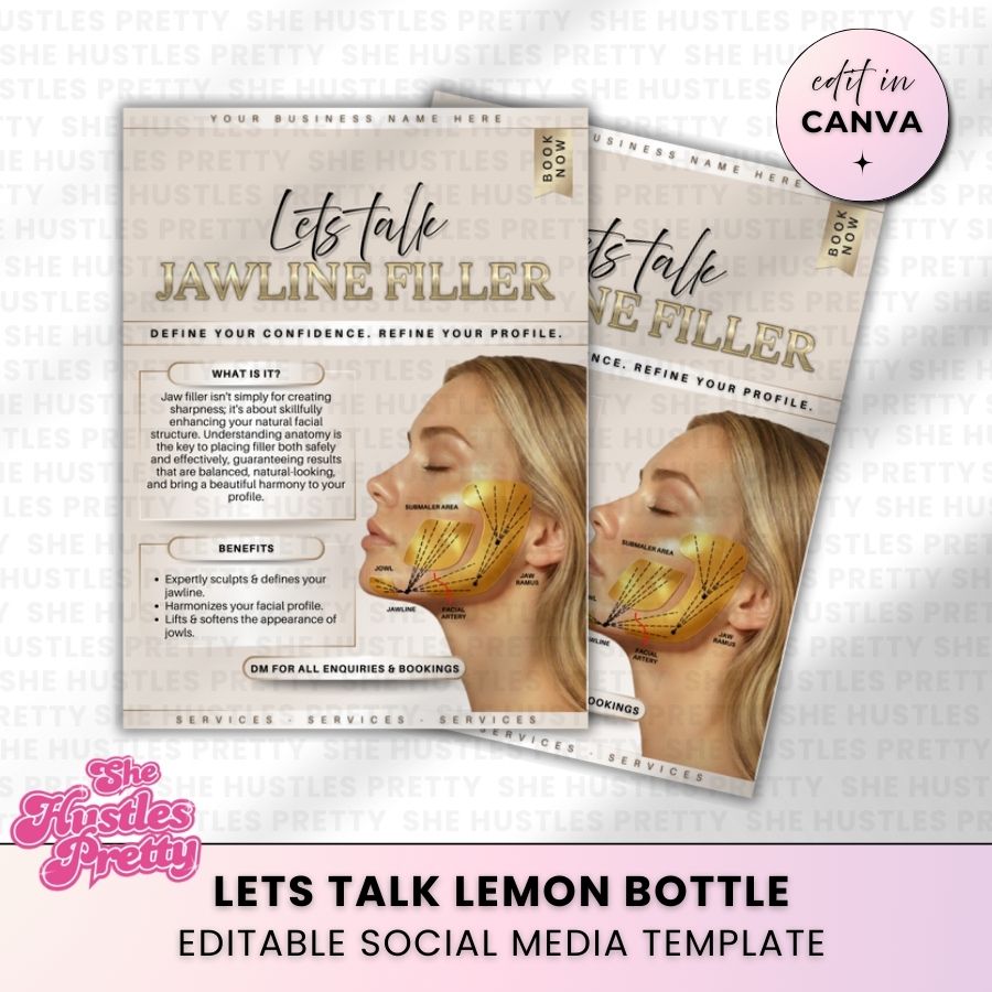Jawline Filler Template for Social Media | Golden Nude | For Aestheticians