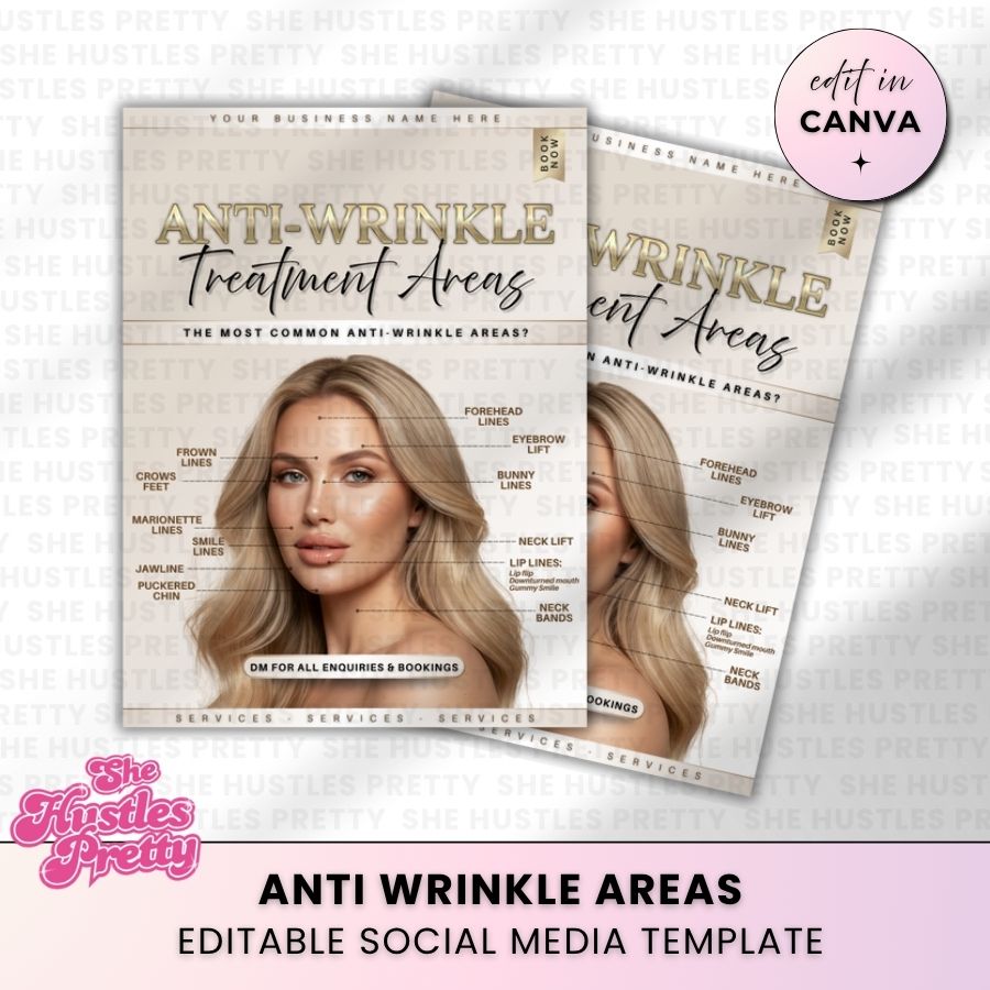 Anti-Wrinkle Treatment Areas Template for Social Media | Golden Nude | For Aestheticians