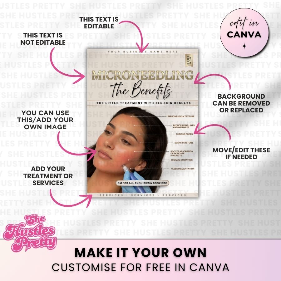 Microneedling Benefits Social Media Template | Golden Nude | For Aestheticians