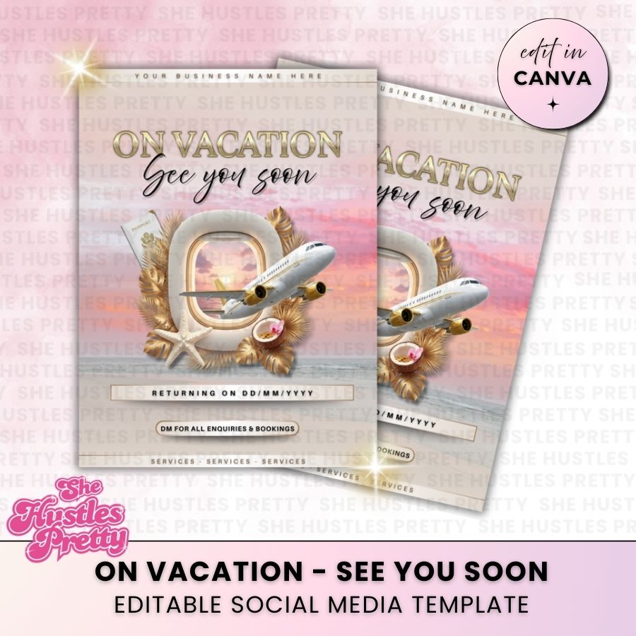 Out of Office Vacation Template for Social Media | Golden Nude | For Beauty Professionals
