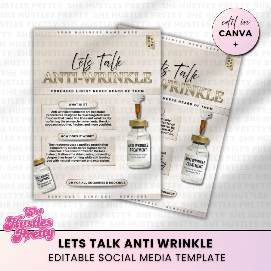Let's Talk Anti-Wrinkle Template for Social Media | Golden Nude | For Aestheticians