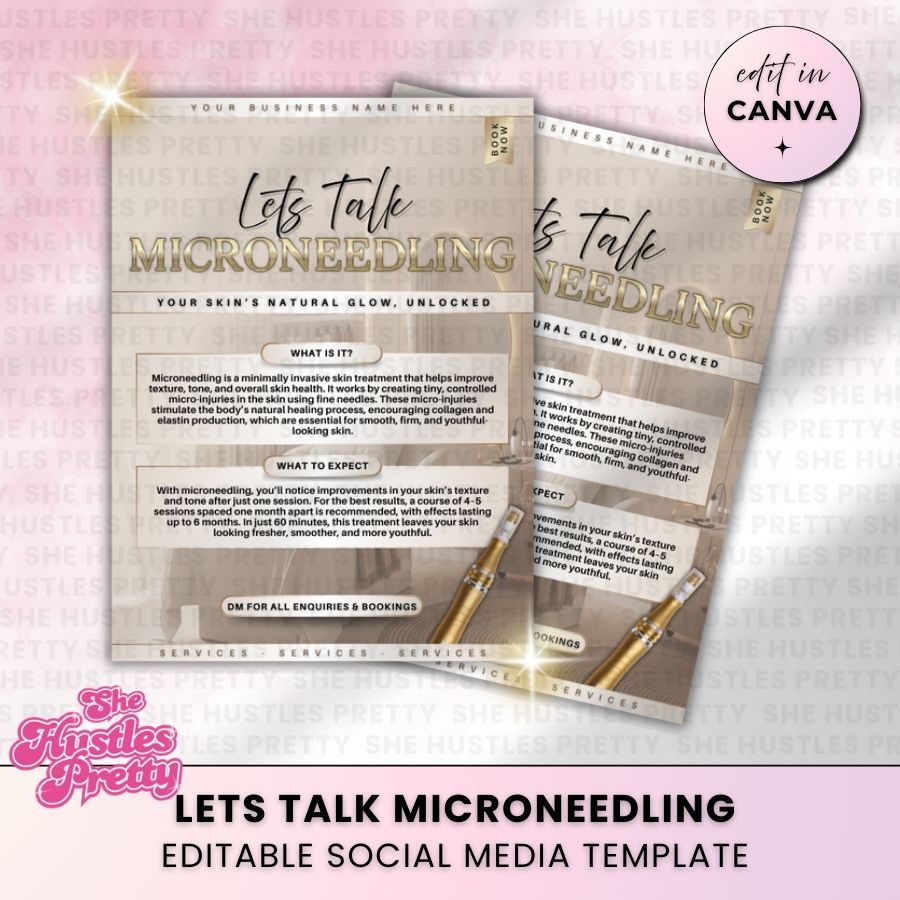 Let's Talk Microneedling Social Media Template | Golden Nude | For Aestheticians