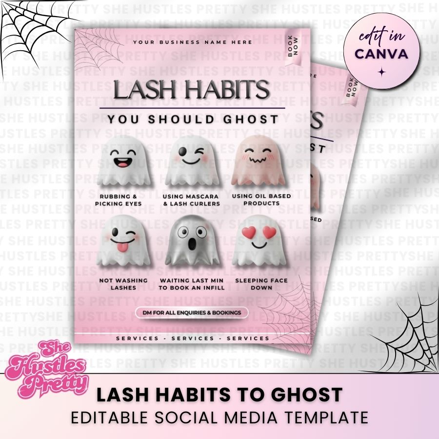 Lash Habits to Ghost | White & Pink | Social Media Marketing for Lash Artist