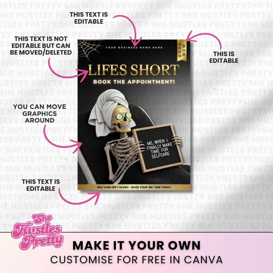 Lifes Short Funny Halloween Social Media | Black & Gold | For Beauty Professionals