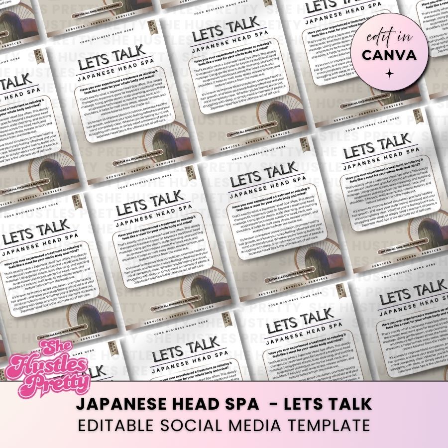Let's Talk Japanese Head Spa Post for Social Media | Smokey Beige | For Massage Therapists