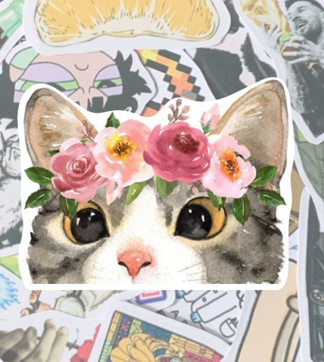 Gato con Flores
