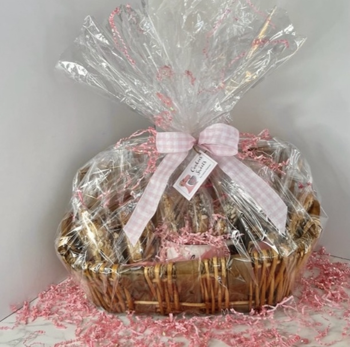 Gift Basket with Pink Ribbon