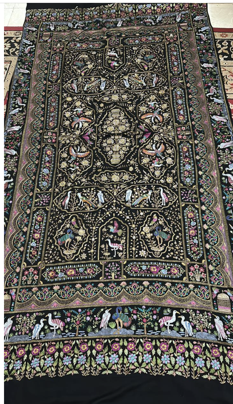 Silk and Tlla Emroidery on pashmina