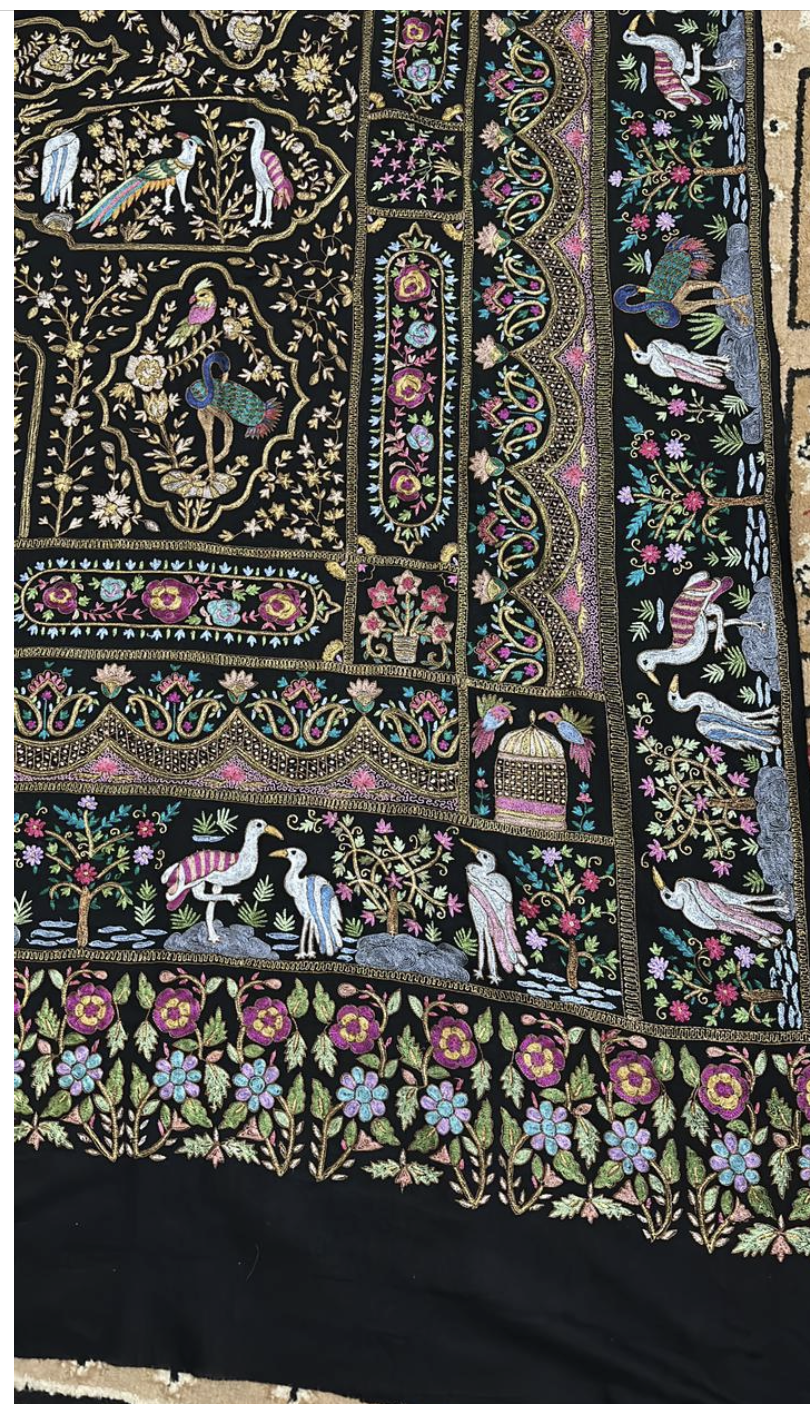 Silk and Tlla Emroidery on pashmina