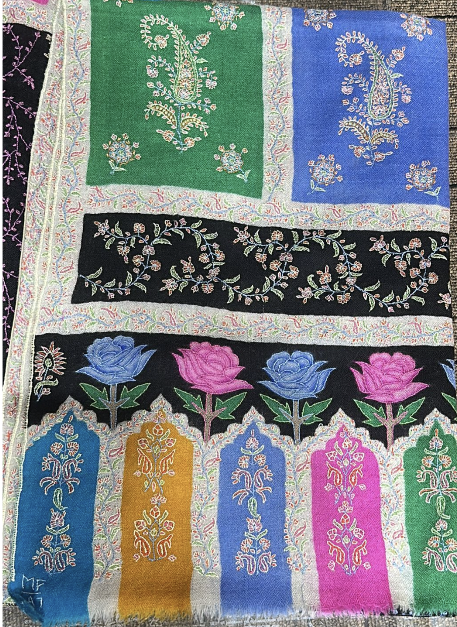 Sozni Hand-Embroidered Pashmina Kalamkari Shawl