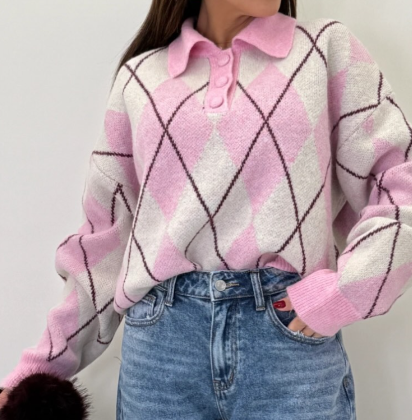 Vintažinis megztukas su rombais