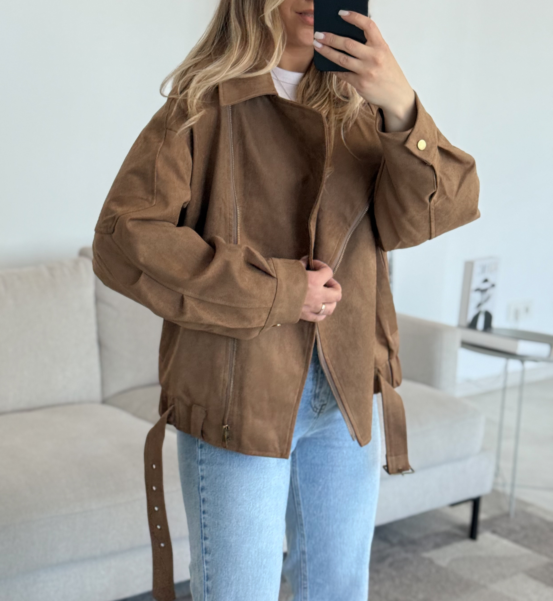 Suede biker stiliaus striukė | 222