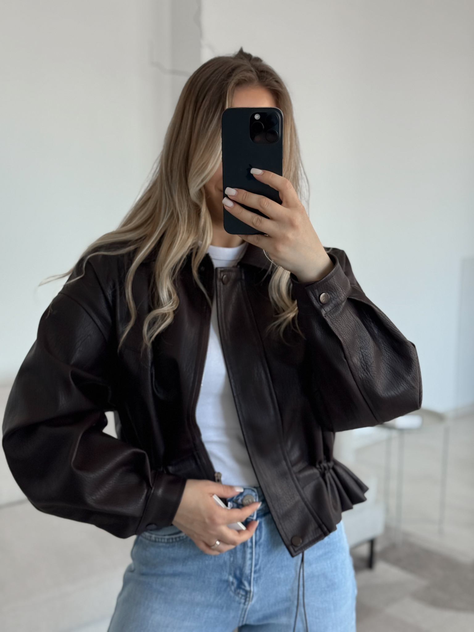 Odinė striukė dark chocolate | 301