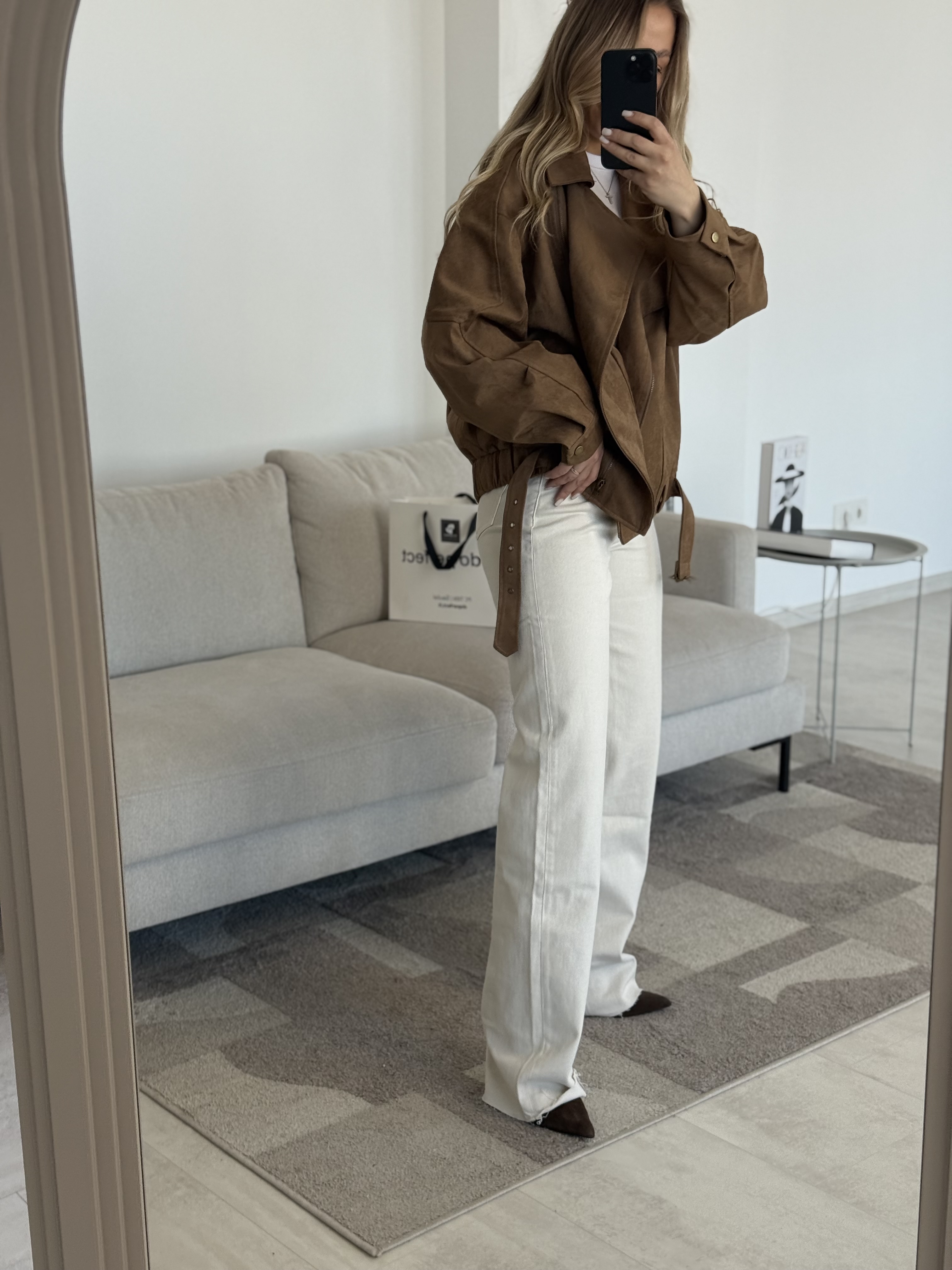 Beige džinsai tiesaus kirpimo | 304