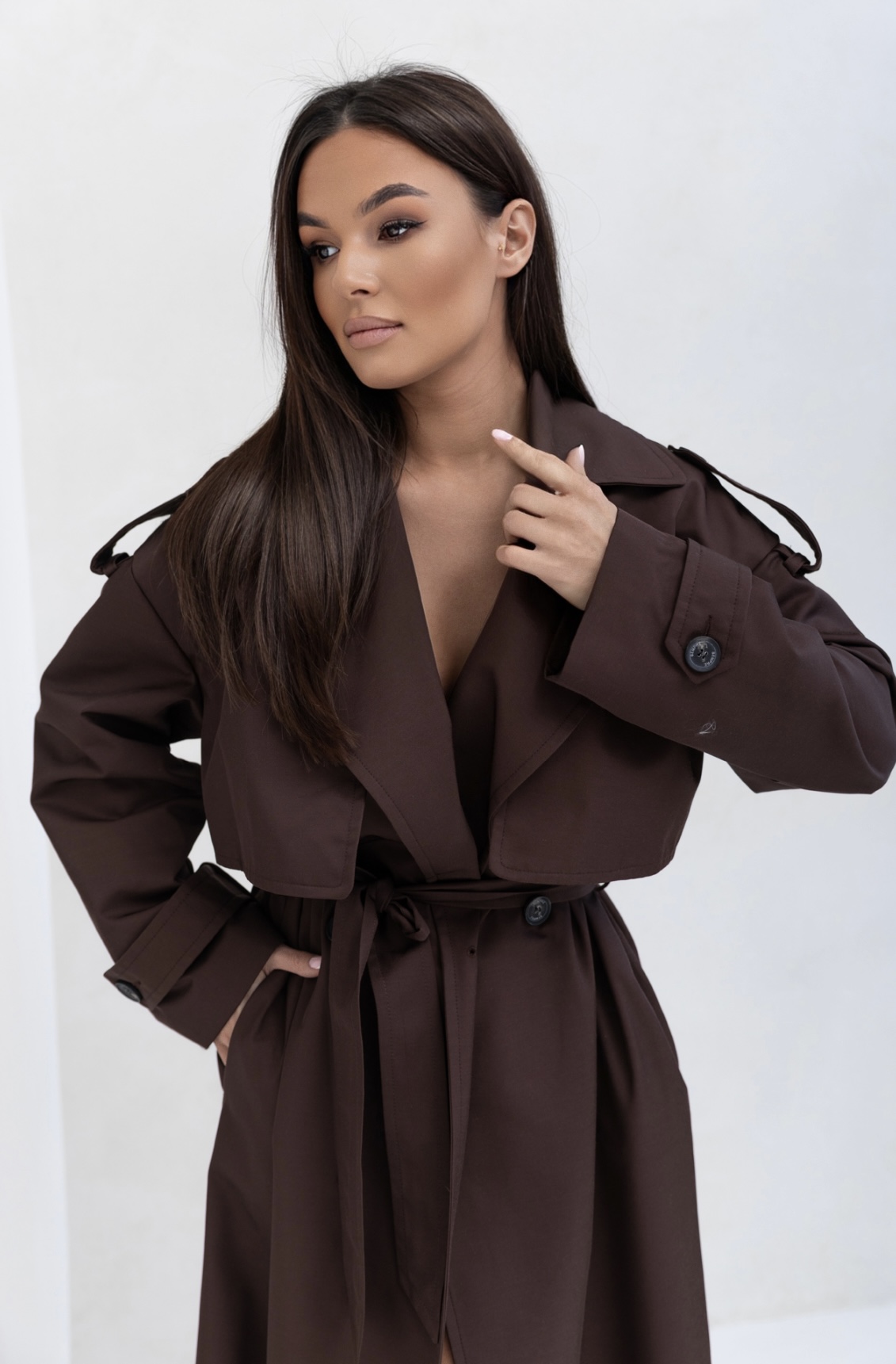 Moteriškas šokoladinis lietpaltis - premium | 090