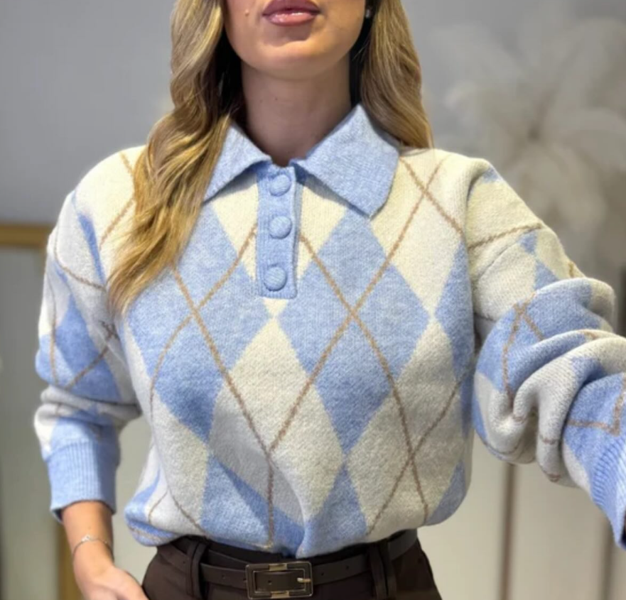 Vintažinis megztukas su rombais