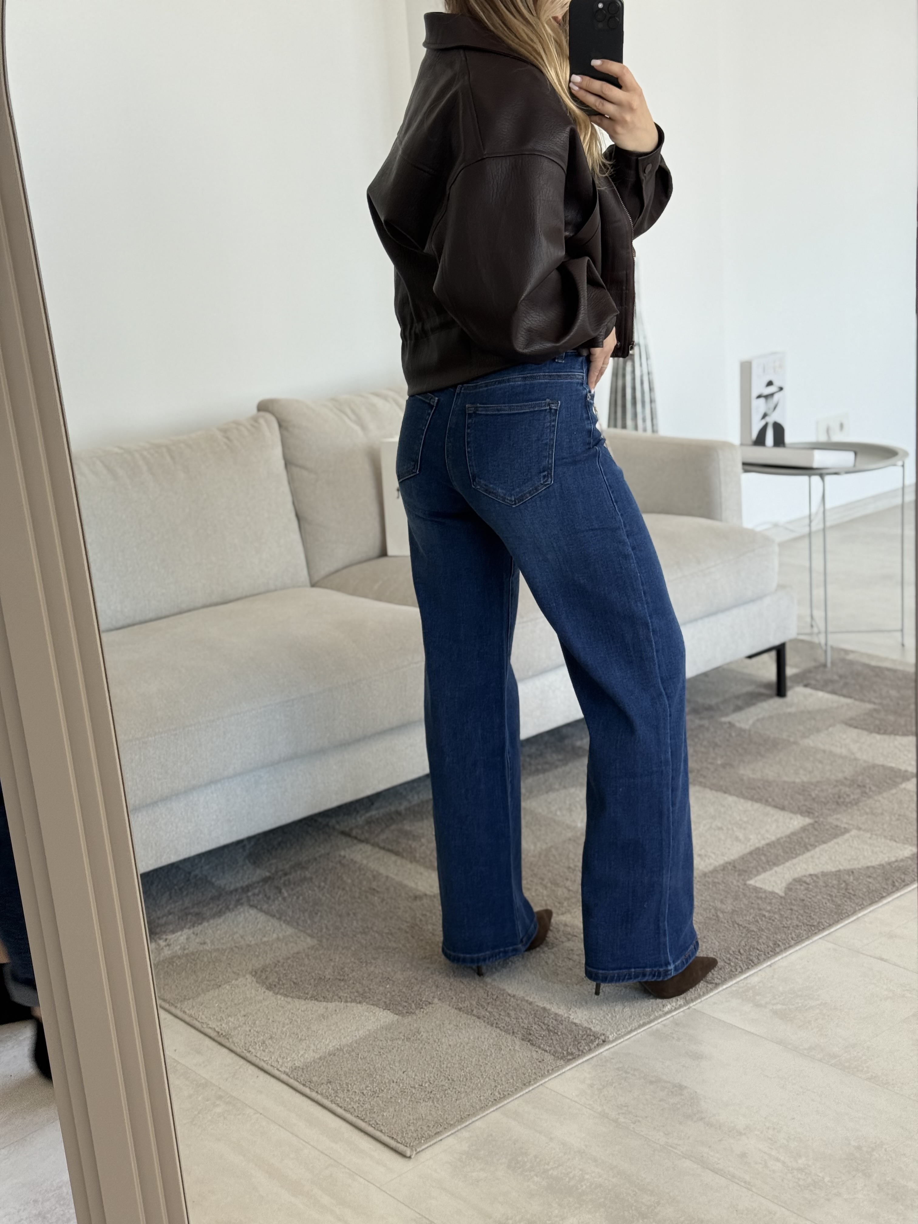 Tamsiai mėlyni platūs džinsai Casual | 245