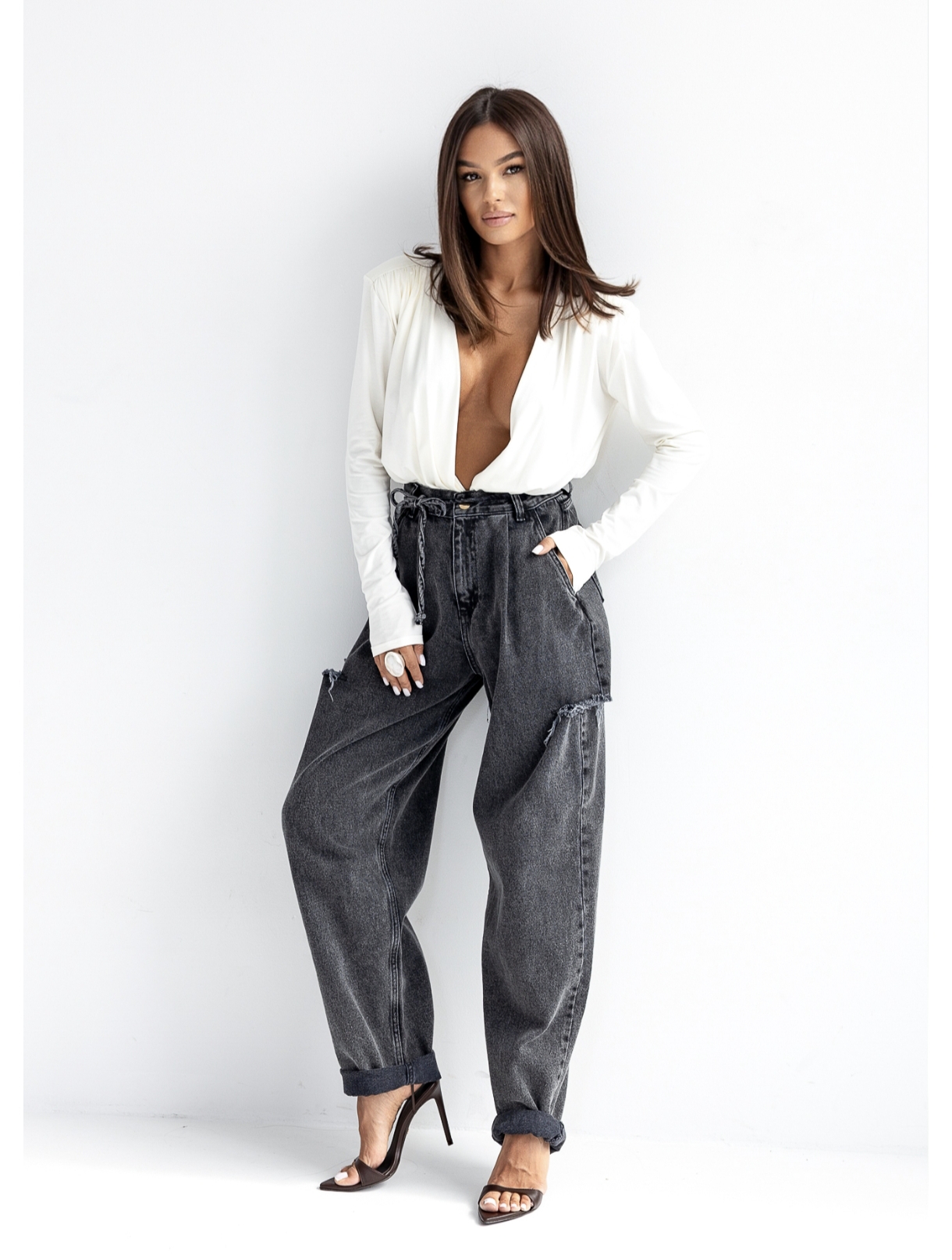 Moteriški Balloon Premium - pilki džinsai